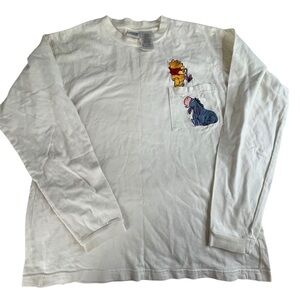 Pooh & Eeyore Long‎ Sleeve Pocket T-Shirt Embroidered Small